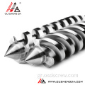 ABS granulator conical twin double screw and cylinder barrel pelletizer zhoushan κατασκευαστής COLMONOY Stellite BIMETALLIC